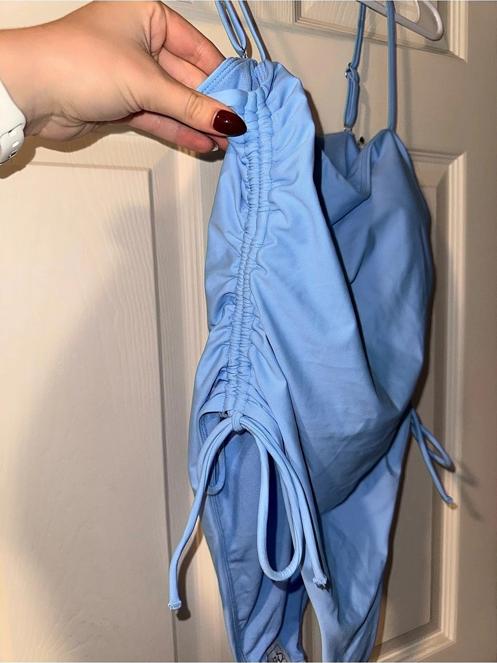 Blue Ruched One-Piece Swimsuit - Picture 3 of 3
